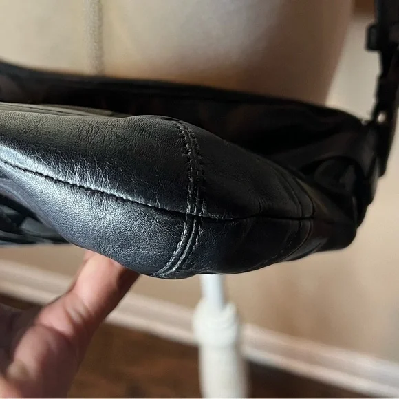 Coach Black Signature Silver Chain ShoulderBag Adjustable Strap - Picture 2 of 15